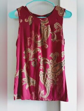 Ann Taylor Rose and Tan Paisley Tank Top
